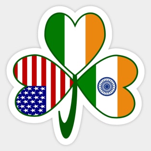 India Ireland USA Shamrock Flags Sticker